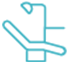 Icon with blue outline of a dental chair