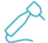 Icon with blue outline of a dental tool